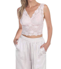 Colette Lace Hand Beaded Sleeveless Crop Top