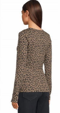 Michael Stars - Remi Leopard Print Ultra Rib Long Sleeve V Top