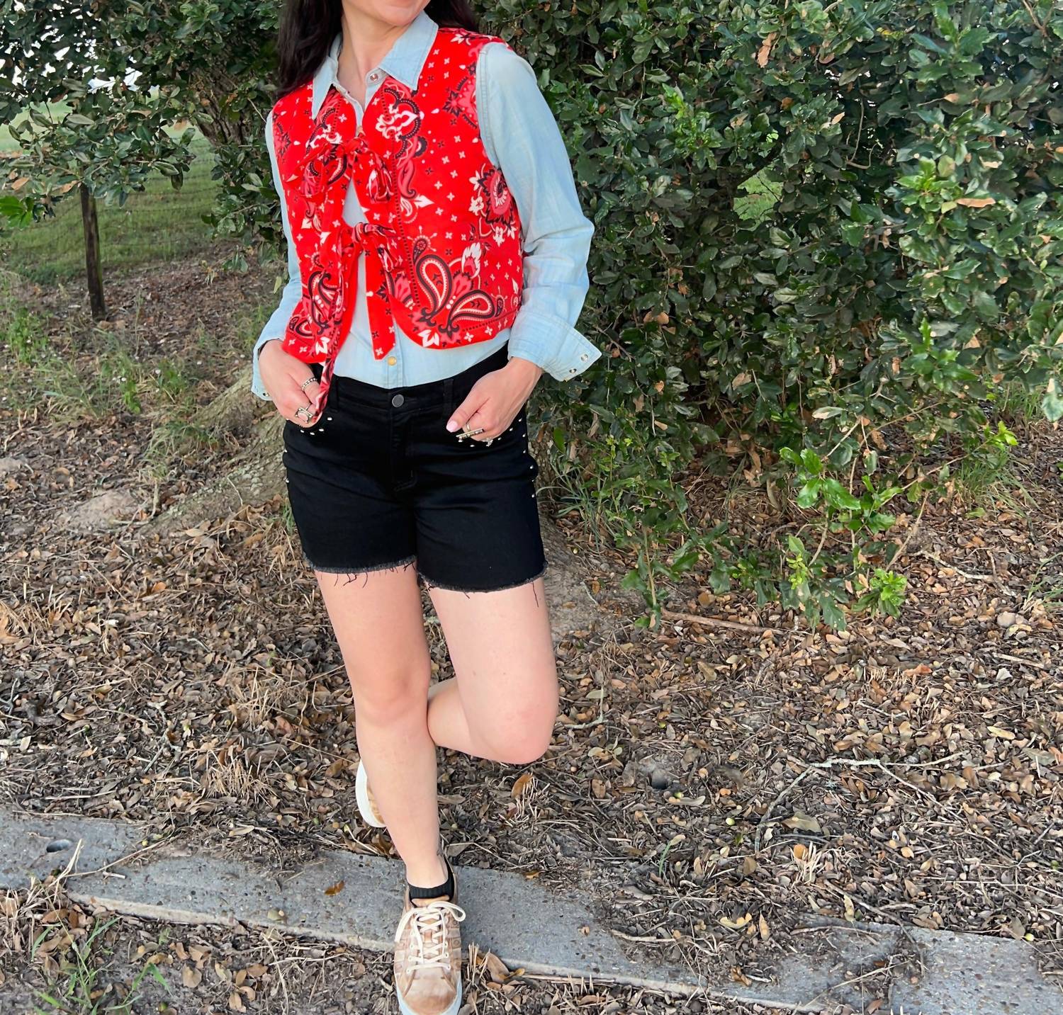 BUCKETLIST Riggin Top in red - women's shirt - alternate view