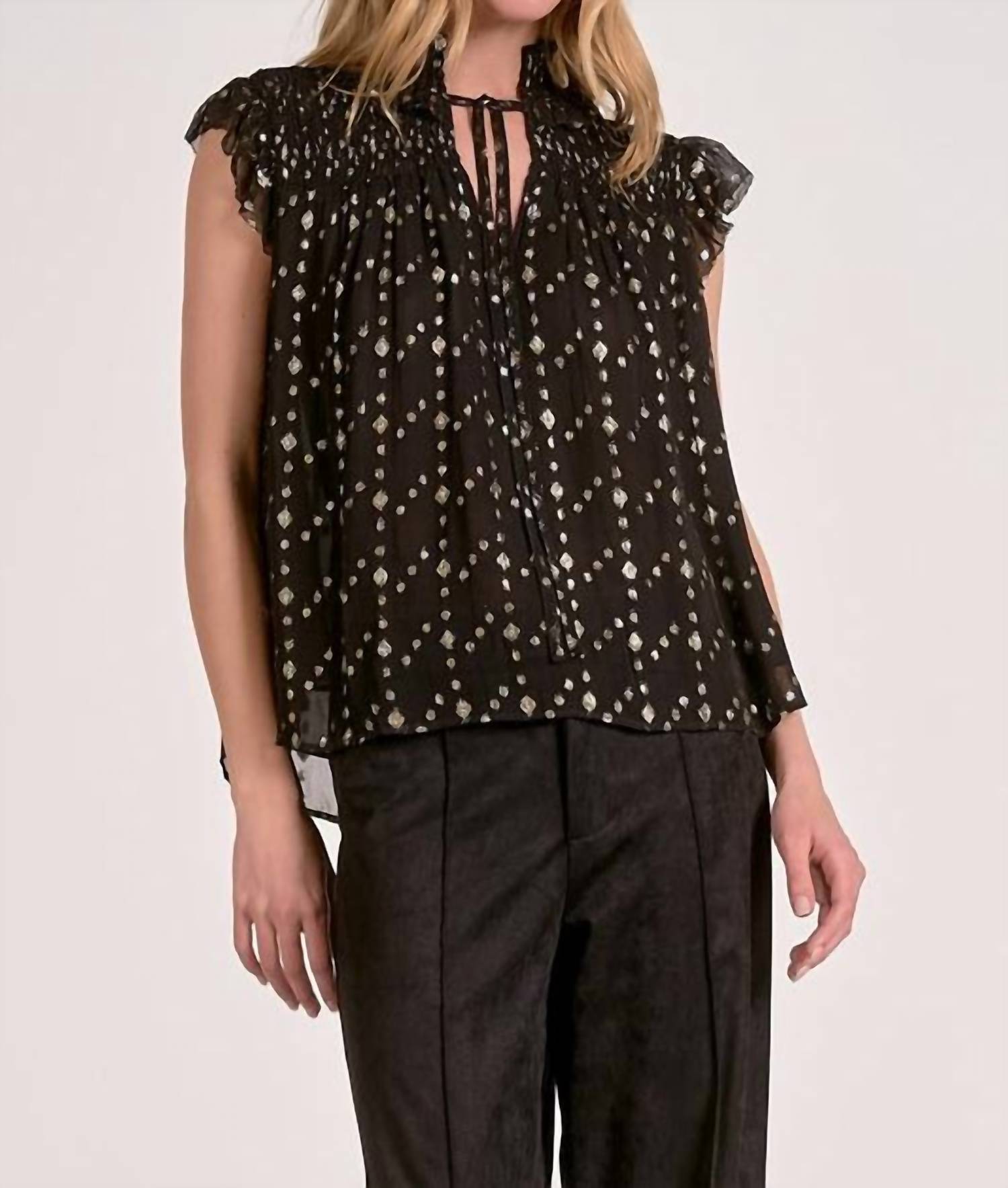 Elan - Sleeveless Tie Neck Top