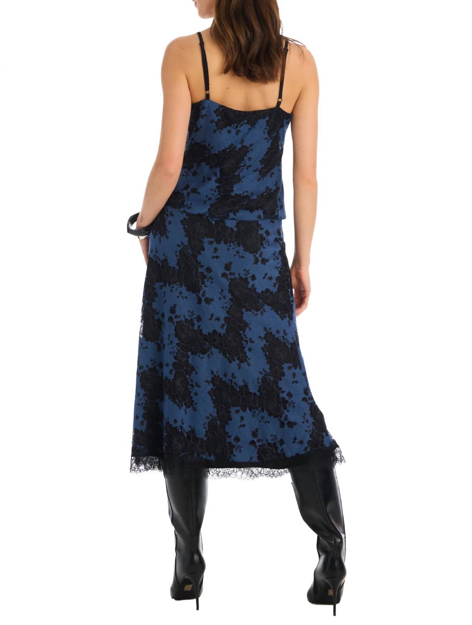 ALLISON NEW YORK Serena Tank Top in blue black - women's tank top - detail view