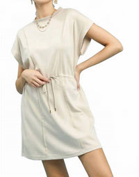 Baby Pink - Drawstring Waist Mini Dress