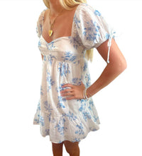 Sky To Moon - Puff Sleeve Windowpane Ruff Dress