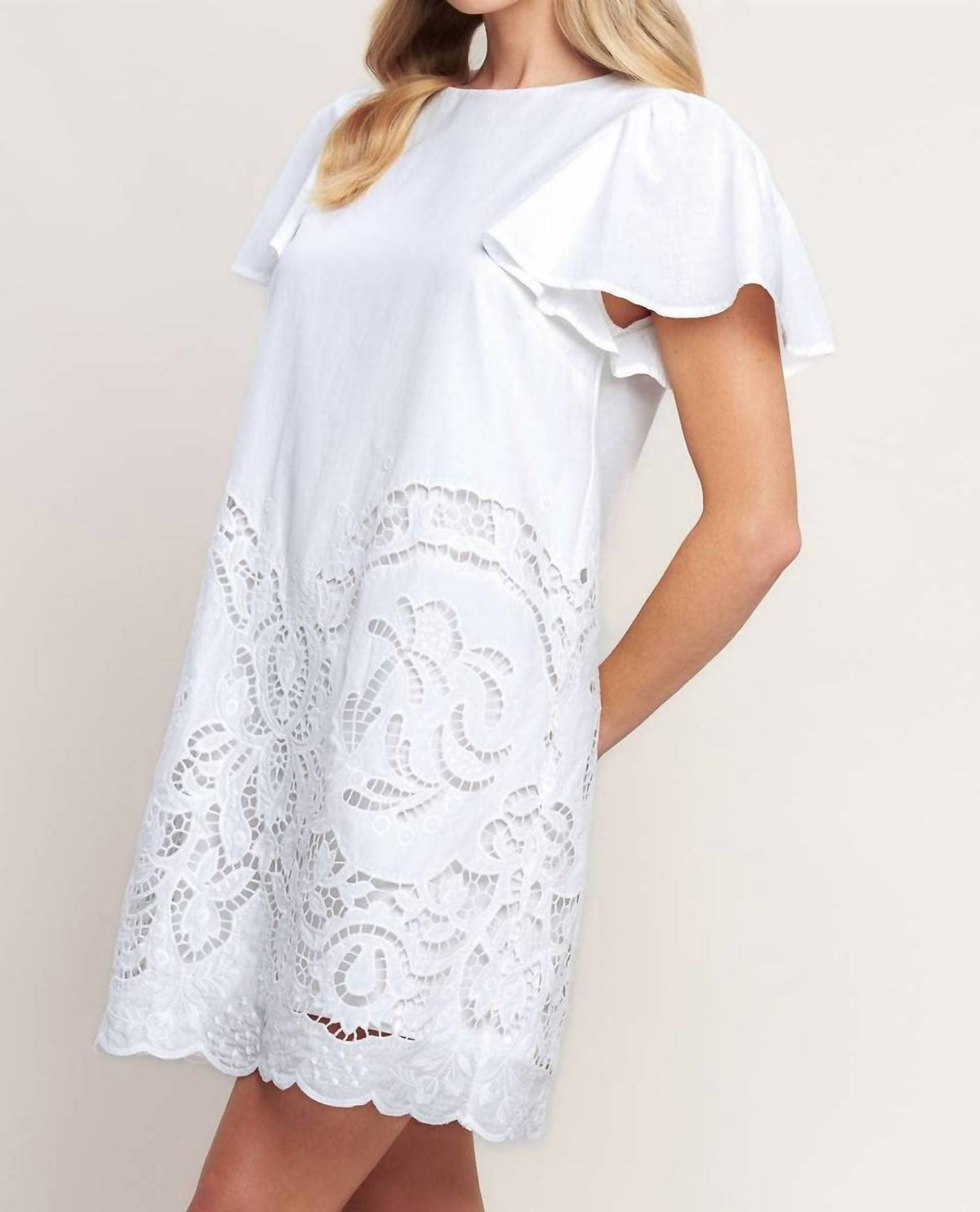 Flying Tomato - Solid Woven Eyelet Dress