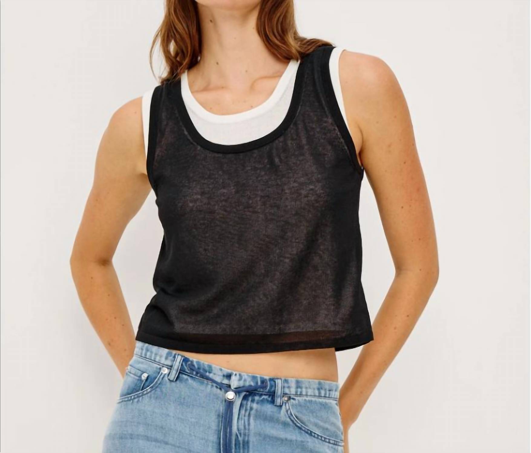 Rails Kelly Layered Tank in black ivory - women's shirt