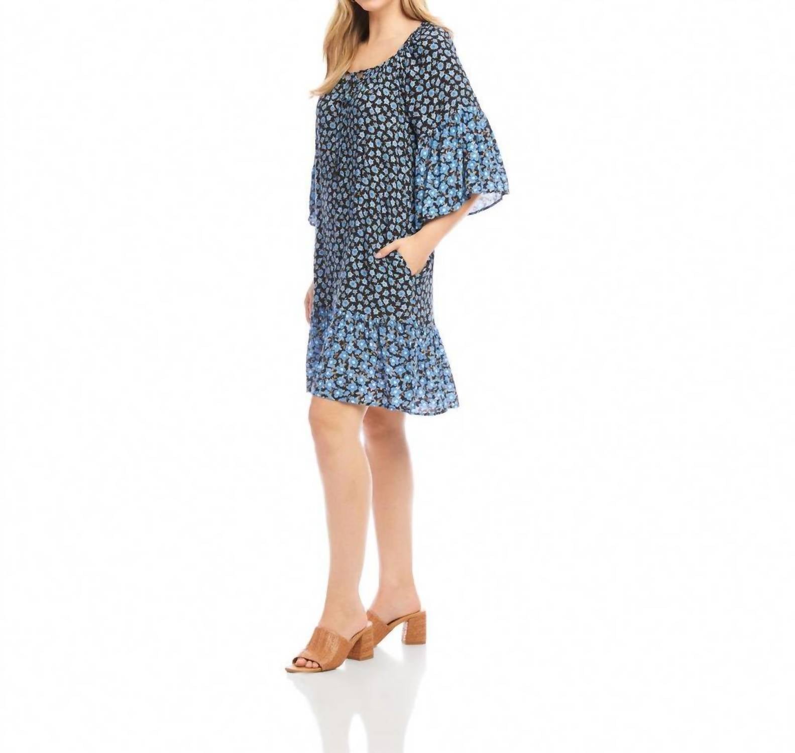 Karen Kane - Contrast Ruffle Hem Mini Dress