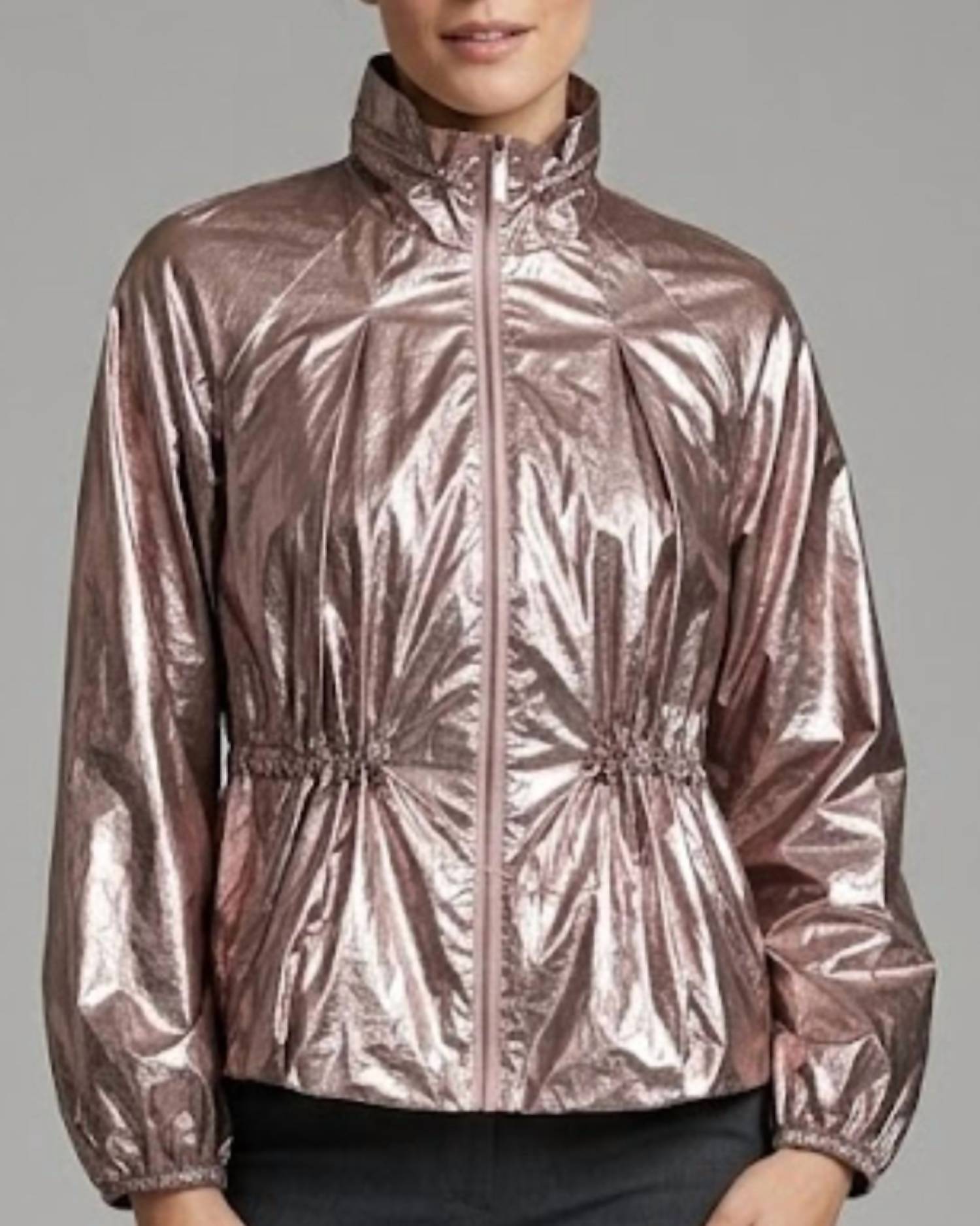 DAMEE Drawstring Short Jacket in metallic pin - women's jacket