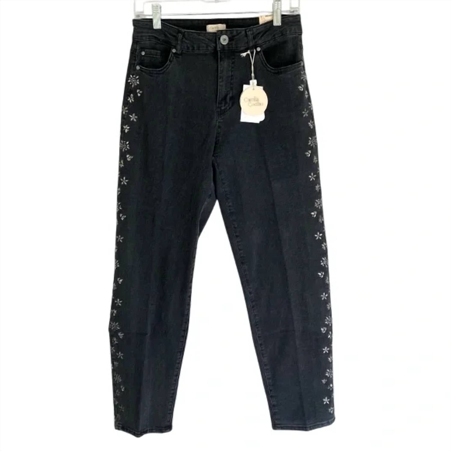 Camila Coelho - Women's Crystal Detail High Rise Jeans