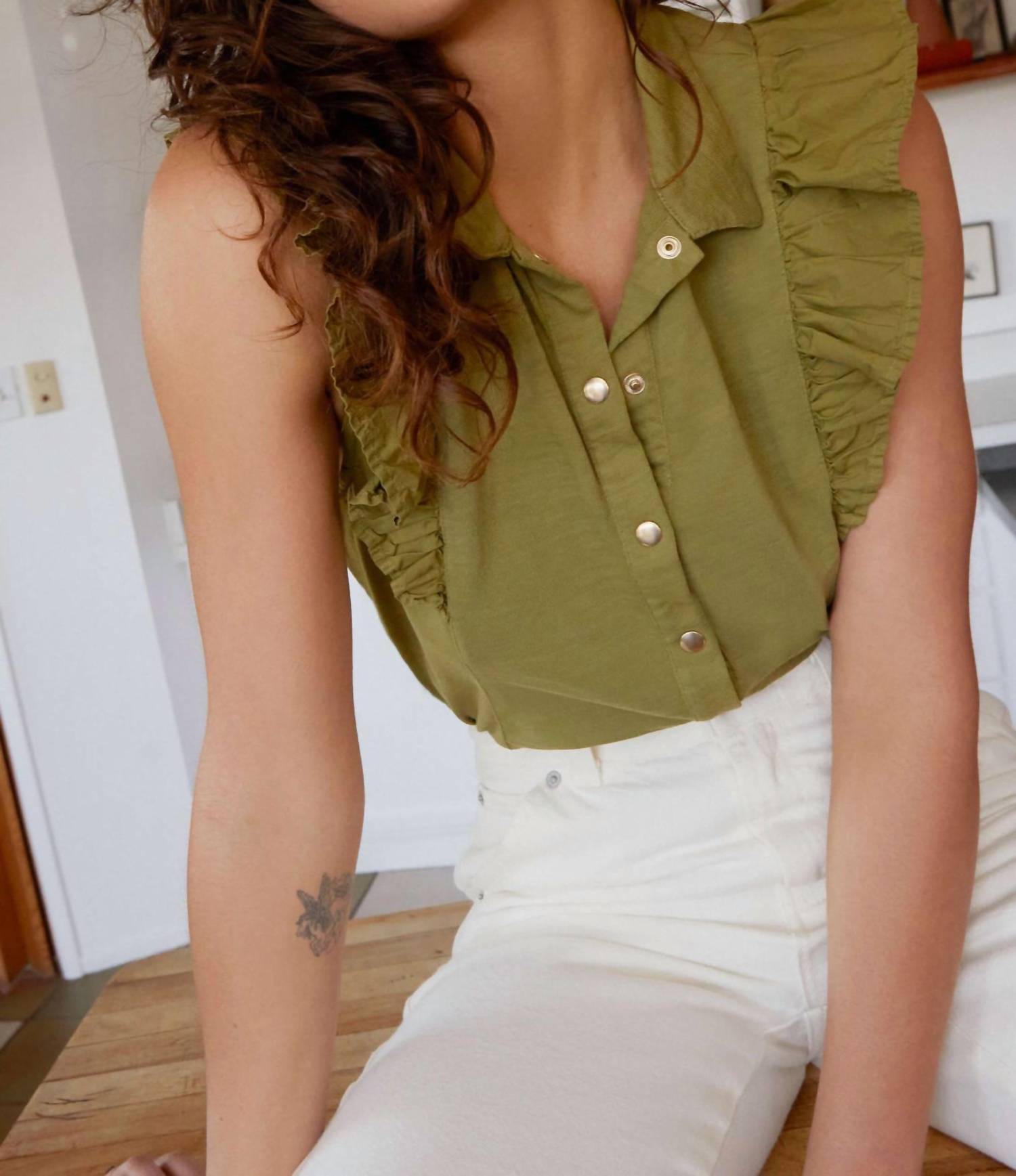 Nation Ltd - Archer Ruffle Button Top