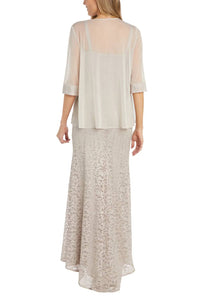 R&M Richards - Women's Sheer Jacket Beaded Lace Evening Dress