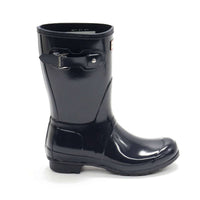 HUNTER Women's Original Short Gloss Rain Boots in navy - women's shoe - alternate view