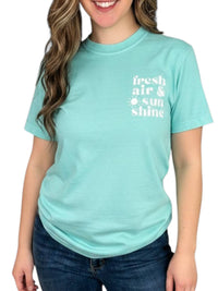 Scripted Pearl - Fresh Air & Sunshine Cotton Short Sleeve Graphic Tee Shirt
