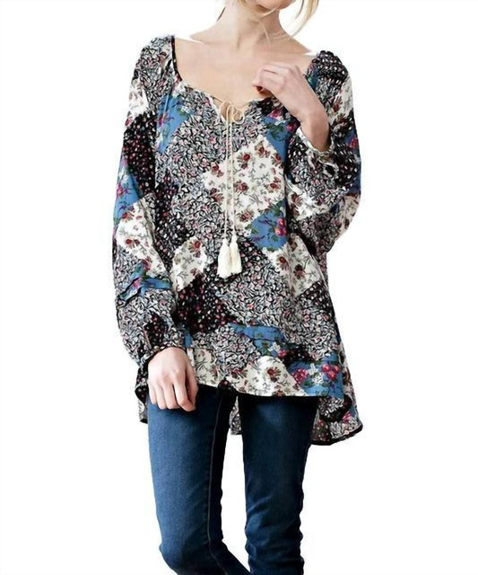 Kori - Patchwork Print Top