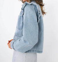 Fate - Ruffle-trim Denim Jacket