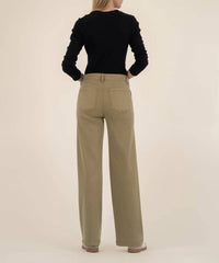 KUT FROM THE KLOTH Miller High Rise Straight Leg Pants in palm leaf - women's pants - detail view