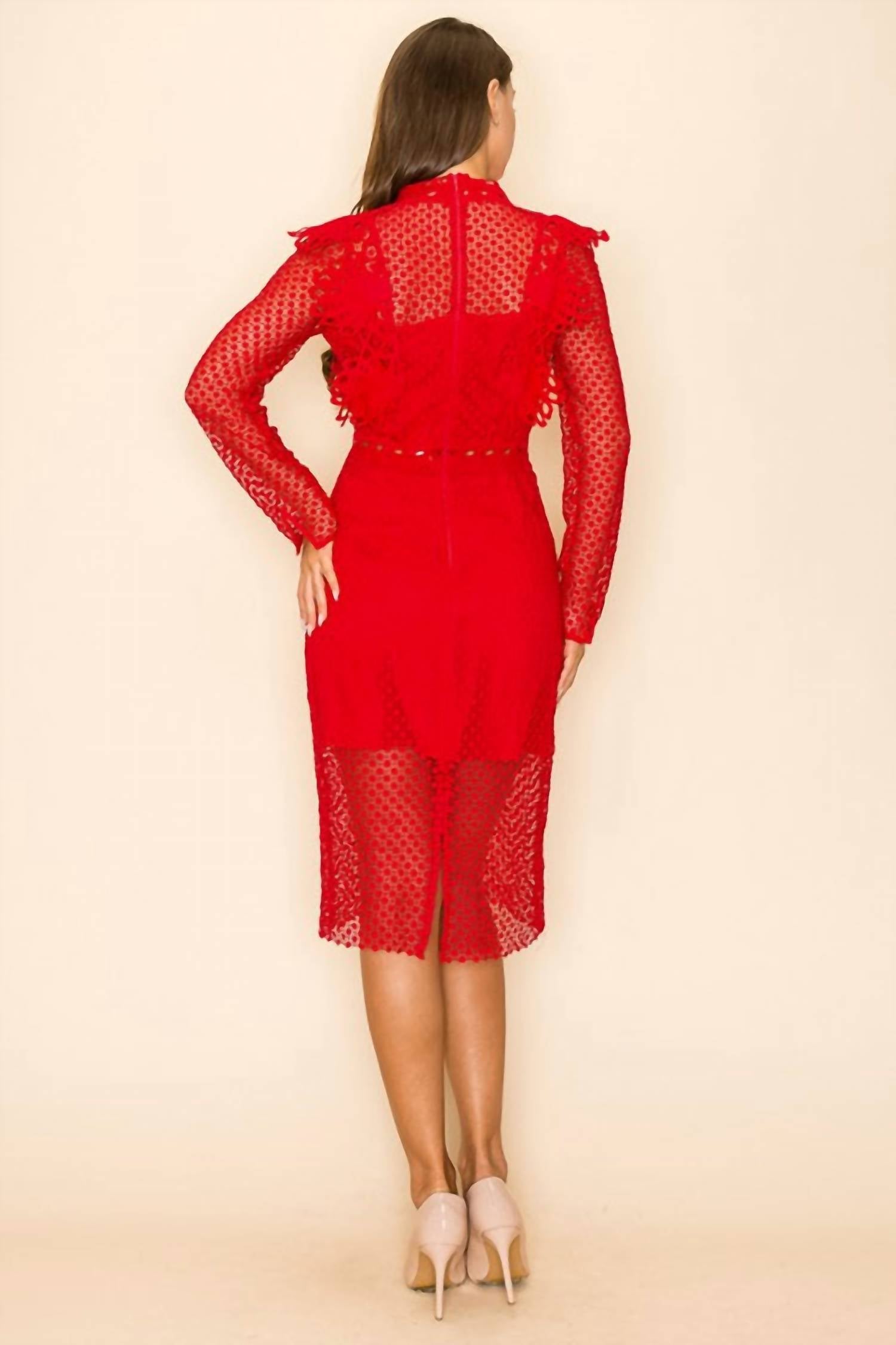 Ina Fashion - Long Sleeves Lace Dress