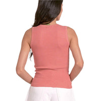 Elan - Crewneck Sleeveless Ribbed Tee Top