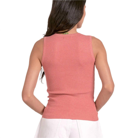 Elan - Crewneck Sleeveless Ribbed Tee Top