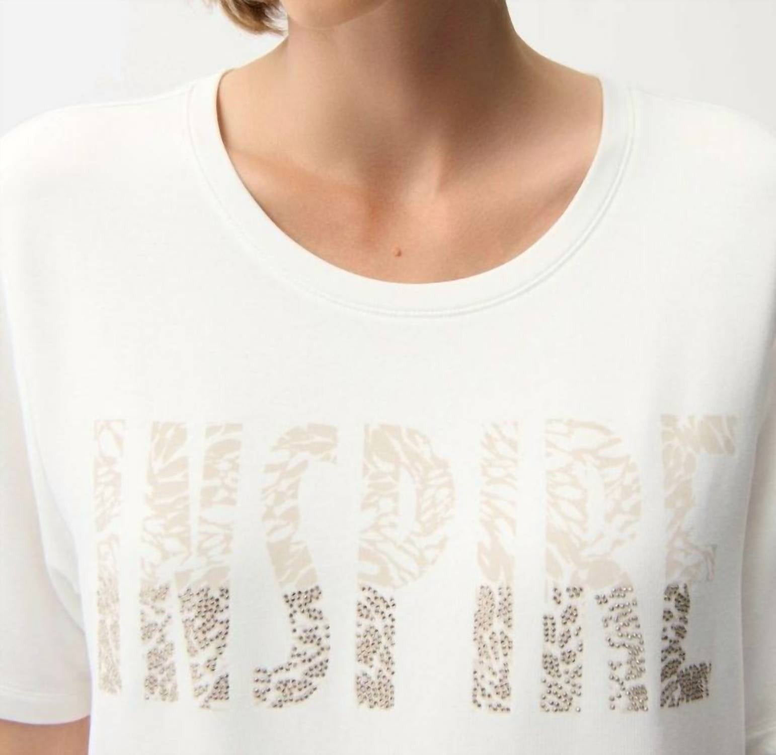 Joseph Ribkoff - Front Print Straight T-shirt With Rhinestones Top