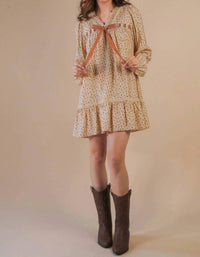 Very J - Floral Printed Front Bow Mini Dress