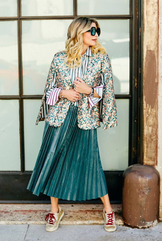 Buru - Faux Croc Pleated Skirt