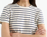 NILI LOTAN Lana Crewneck Tee in natural navy - women's t-shirt - detail view