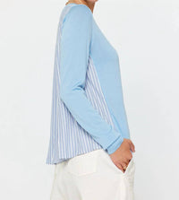 Current Air - Stripe Pleated Woven Back With Rhinestones Top