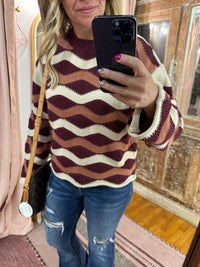 She + Sky - Wavy Stripe Sweater
