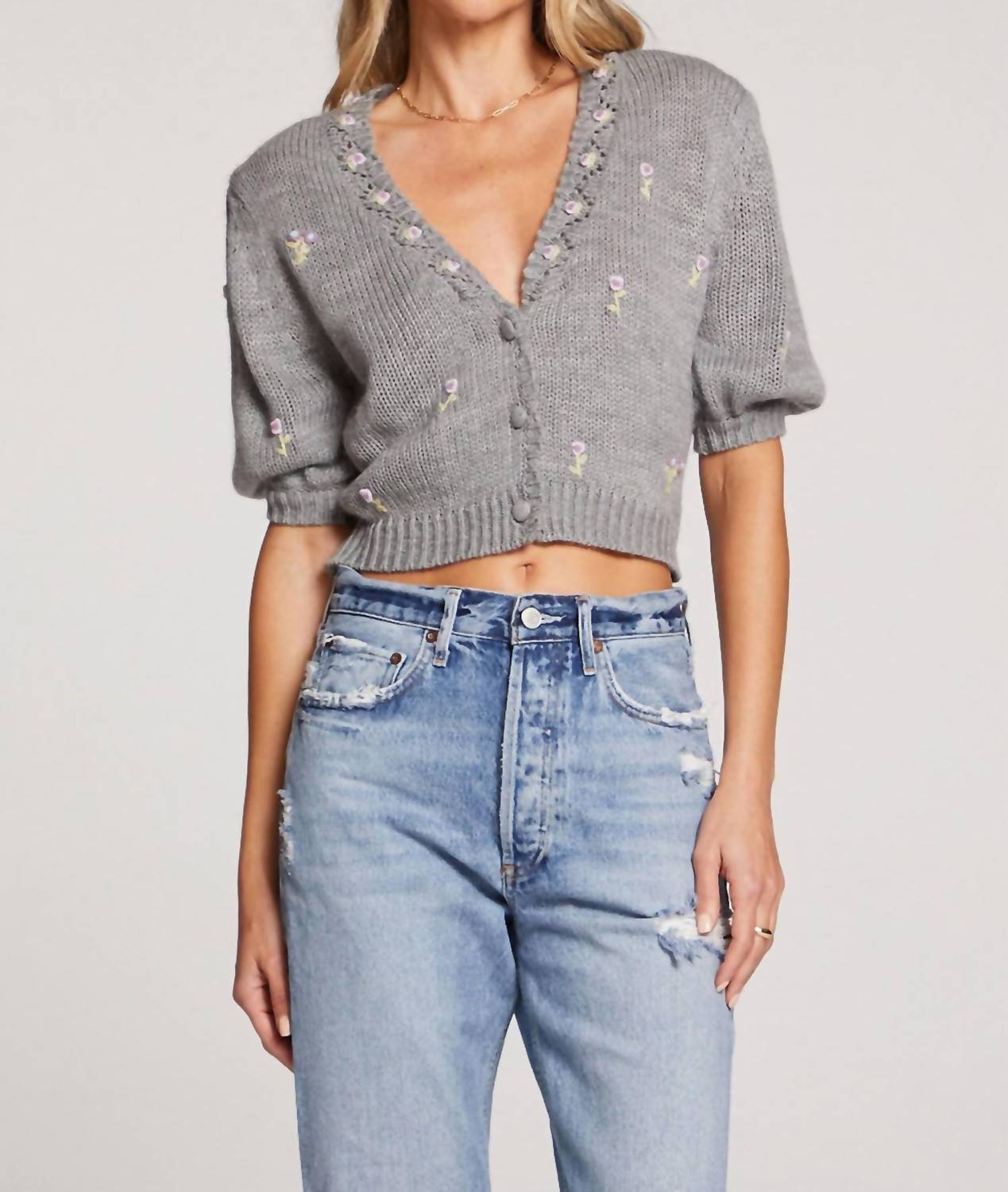 Saltwater Luxe - Short Sleeve Embroidered Sweater