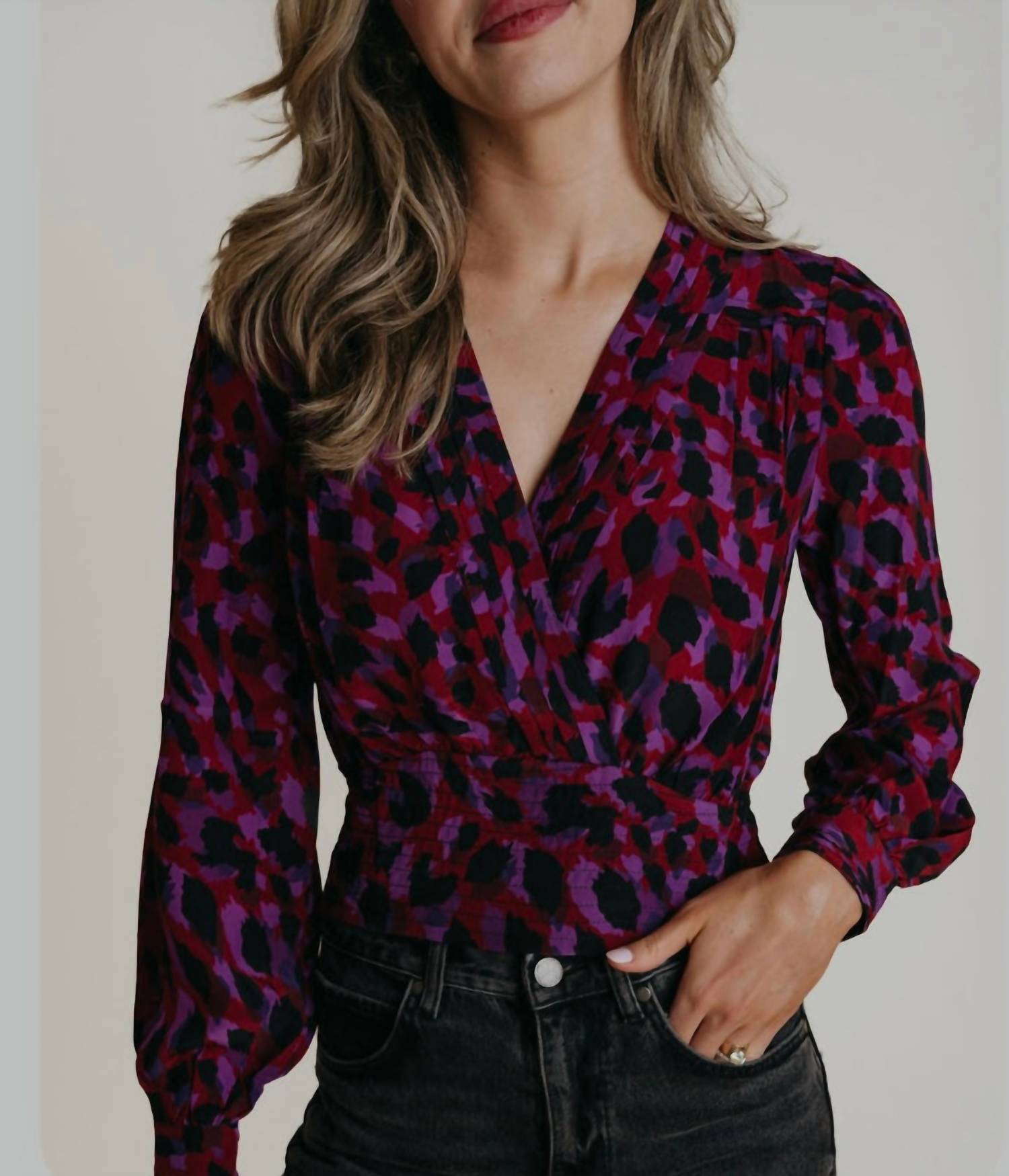 LAROQUE Avery Top in paint stroke - women's blouse - detail view