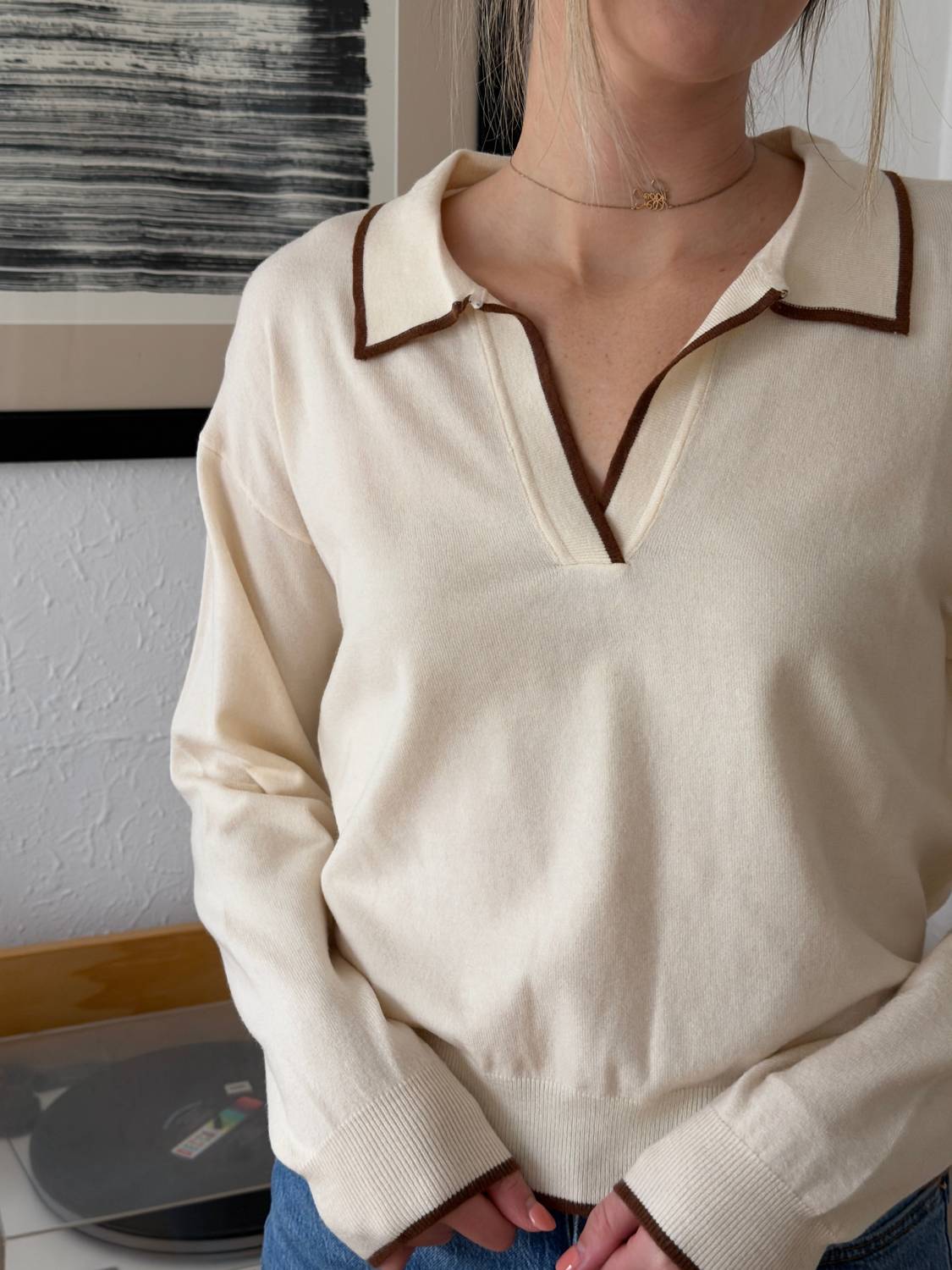 Frnch - Tilly Collared Knit Pullover Sweater Top