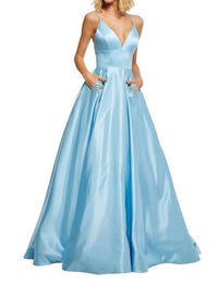 Sherri Hill - Deep V-Neckline Beaded Bow Prom Dress