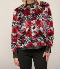 Fate Faux Leather Trim Fur Jacket in black multi - women's jacket - alternate view