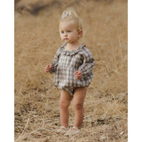 NORALEE Girl's Adeline Romper in holiday plaid - kids' dress - alternate view