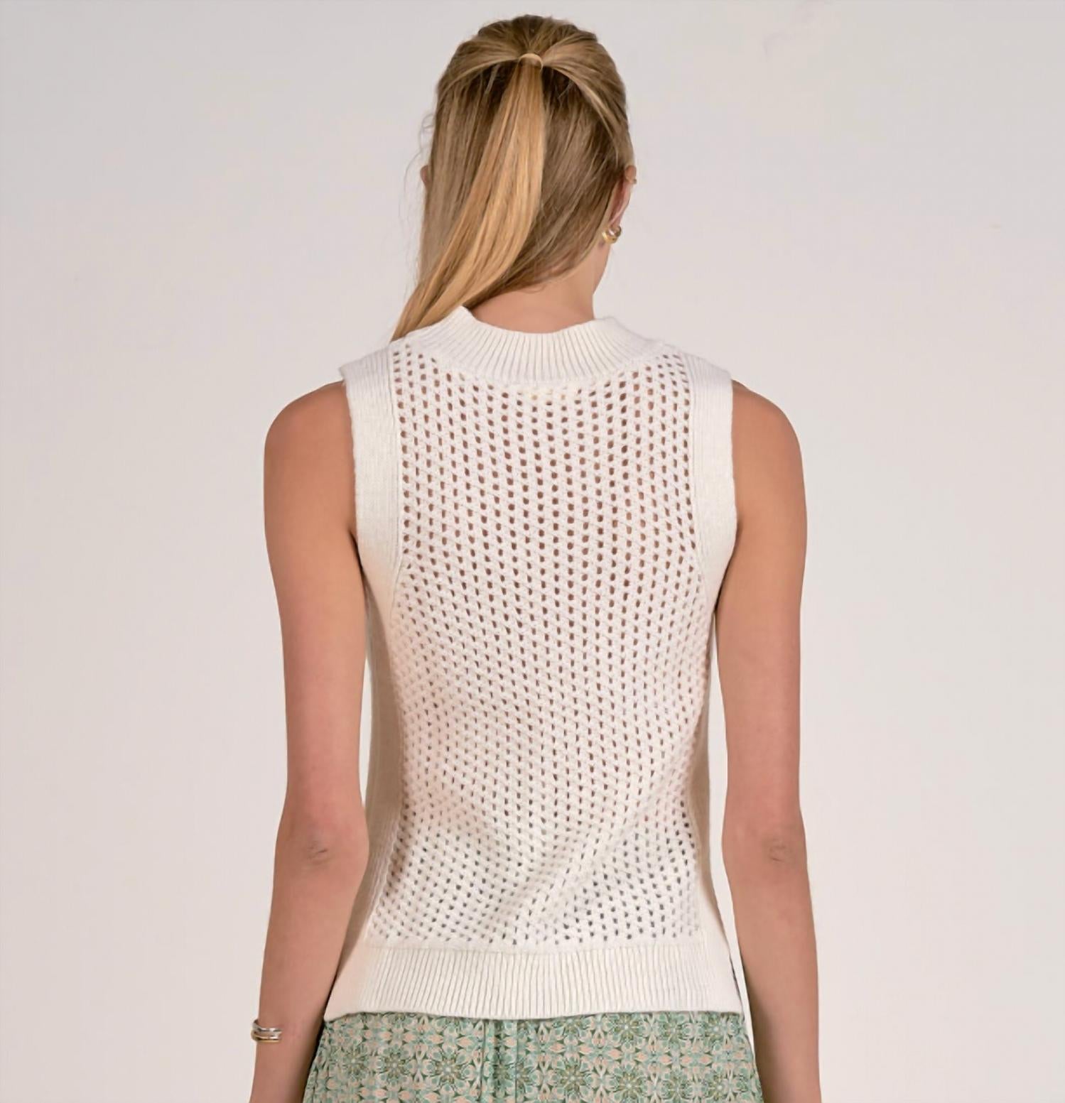 Elan - Sleeveless Open Knit Top