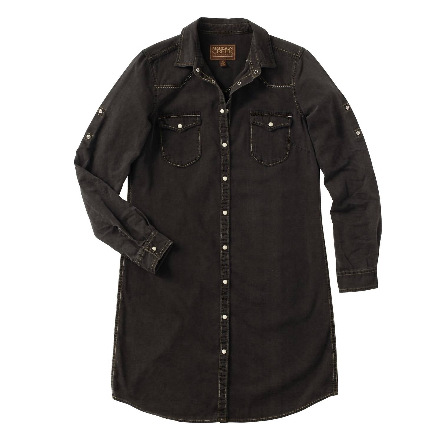 Madison Creek Outfitters Savannah Denim Shirt Dress in black - women's dress - alternate view