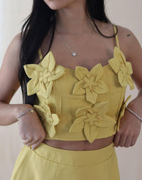 SUNDAYUP Ellie Crop Top And Mini Skirt Set in yellow - women's skirt - view 4
