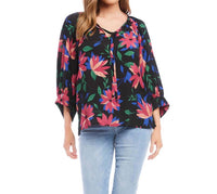 Karen Kane - Faye Floral Print Blouson Sleeve Top