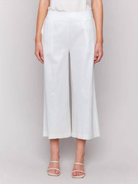 Charlie B - Foil Linen Blend Cropped Pull-on Pants