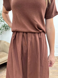WISHLIST Mixed Media Sweater Midi Dress in burlwood wine - women's dress - view 4