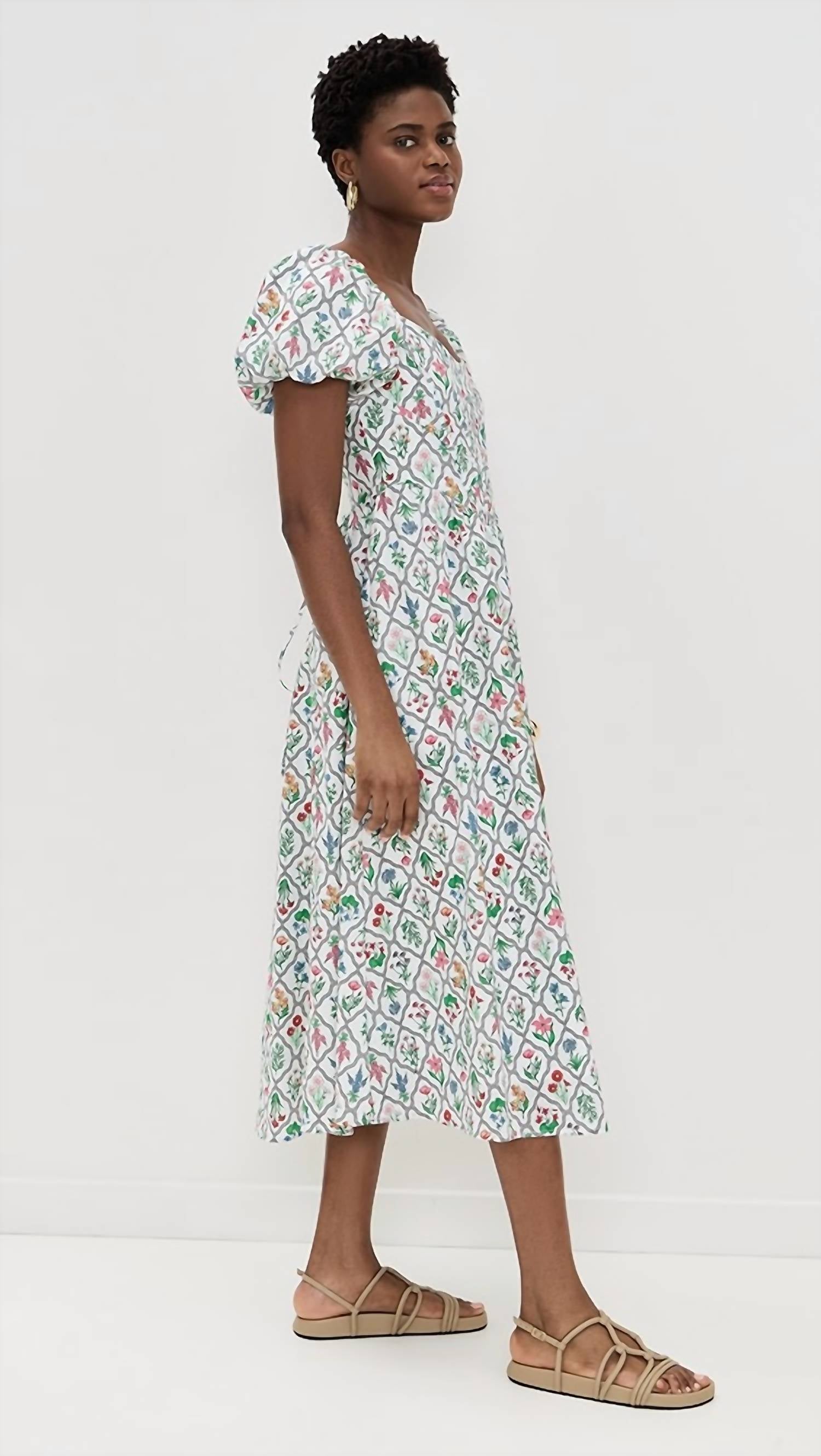 Moon River - Puff Sleeve Corset Midi Dress