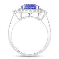 Diana M Jewels Women's Oval Natural Tanzanite Fashion Ring (4.58 Ct) - Statement in 14k white gold - women's jewelry - detail view