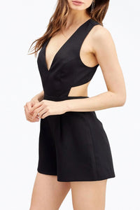 PLUNGING OPEN-BACK SATIN ROMPER