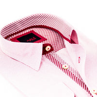Eight X - Men's Button Down Jacquard Shirt With Checkered Trim
