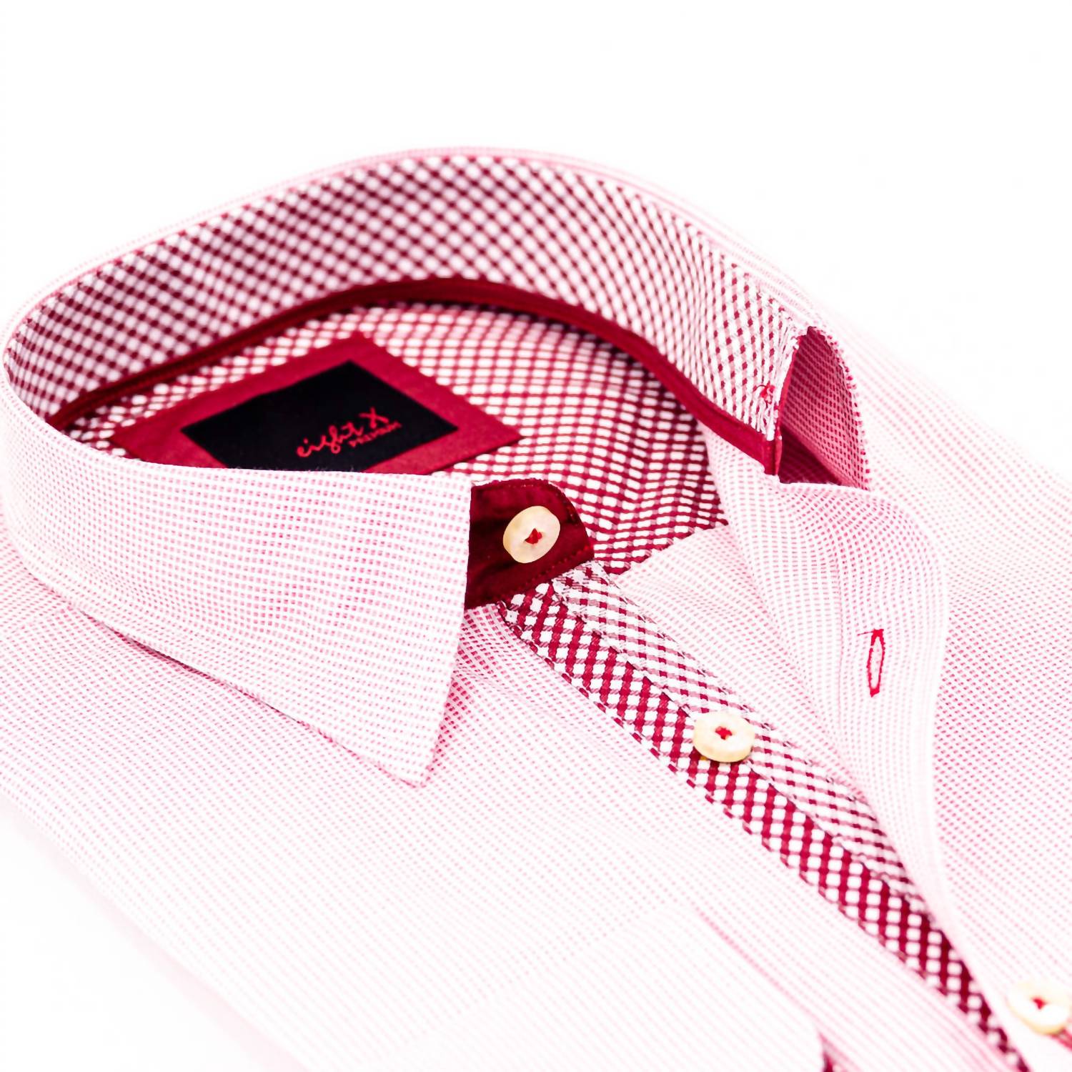 Eight X - Men's Button Down Jacquard Shirt With Checkered Trim