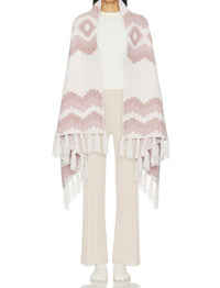 BAREFOOT DREAMS Cozychic Mosaic Wrap in fadeed rose multi - women's scarf