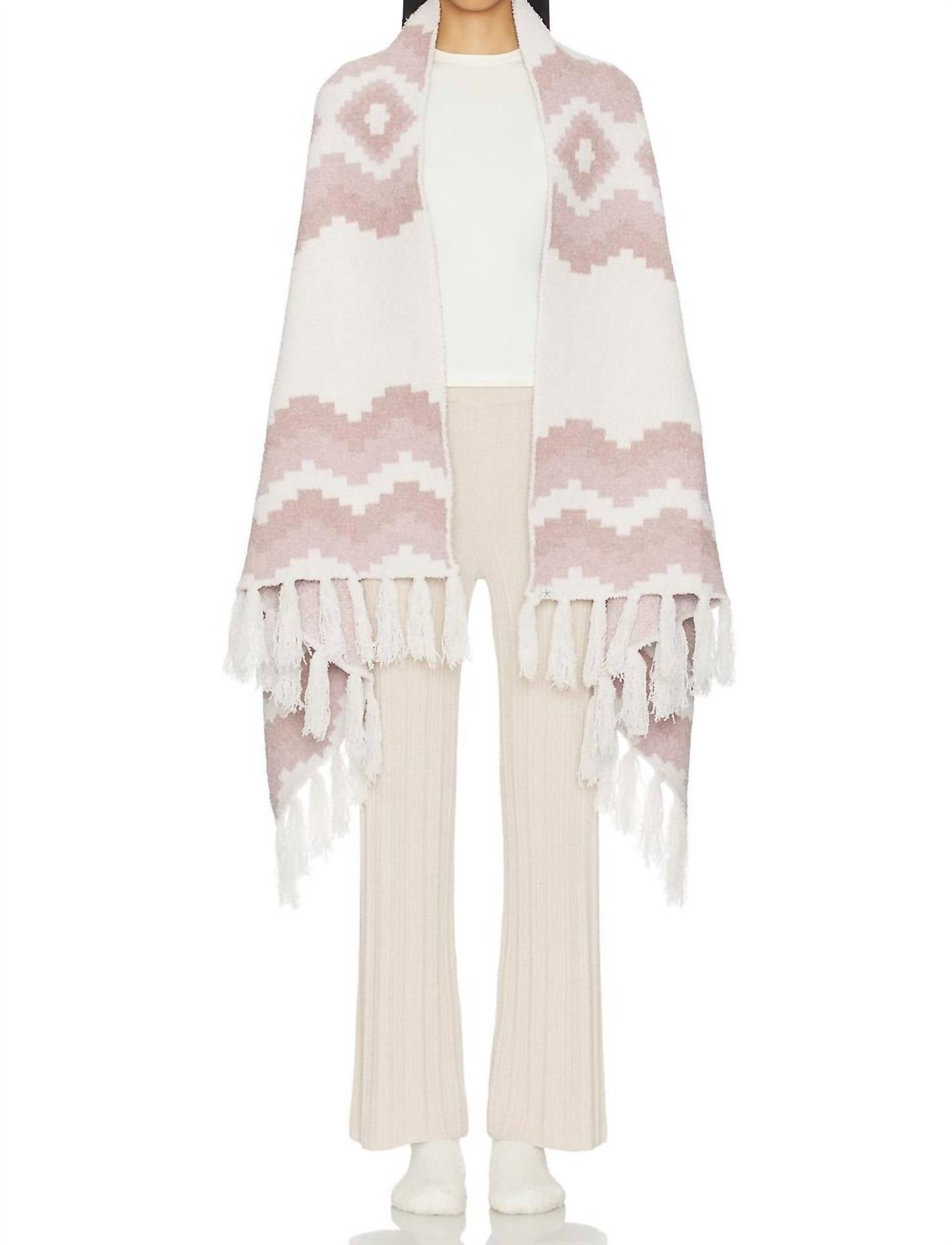 BAREFOOT DREAMS Cozychic Mosaic Wrap in fadeed rose multi - women's scarf