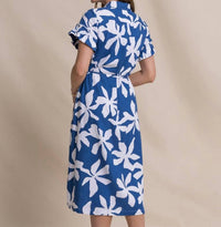 SOUTHERN TIDE Tyra Printd Ruffle Sleeve Midi Dress in nautical blue - women's dress - detail view