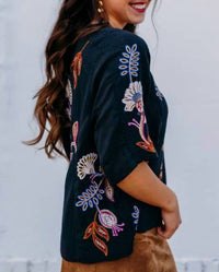 Johnny Was Mixed Media Dolman Blouse in gineva 1 - women's blouse - view 5