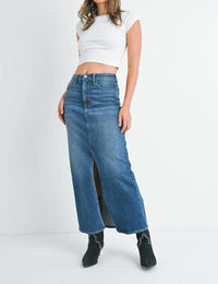 Just Black Denim - Stretch Classic Midi Skirt